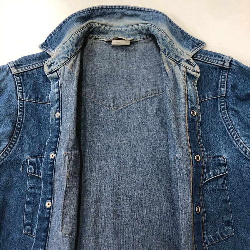 【現状渡し品】【メンズ】 Carhartt カーハート L/S DENIM WESTERN SHIRT ロングスリーブ デニムウエスタンシャツ 長袖 トップス 145-250419-kk-13-tei サイズ：表記不明 下記参照 カラー：ライトインディゴ 万代Net店