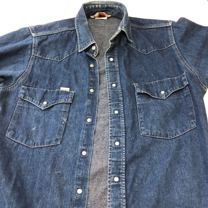 【中古品】【メンズ】 Carhartt カーハート L/S DENIM WESTERN SHIRT ロングスリーブ デニムウエスタンシャツ 長袖 トップス 145-250419-kk-16-fuz サイズ：表記不明 下記参照 カラー：インディゴ 万代Net店