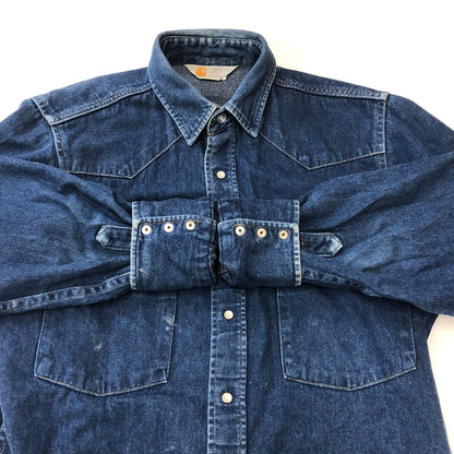 【中古品】【メンズ】 Carhartt カーハート L/S DENIM WESTERN SHIRT ロングスリーブ デニムウエスタンシャツ 長袖 トップス 145-250419-kk-16-fuz サイズ：表記不明 下記参照 カラー：インディゴ 万代Net店