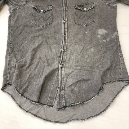 【現状渡し品】【メンズ】 Wrangler ラングラー 80's DENIM WESTERN SHIRT VINTAGE 80年代 デニムウエスタンシャツ 長袖 トップス ヴィンテージ 145-250419-kk-12-tei サイズ：16.5 カラー：グレー 万代Net店