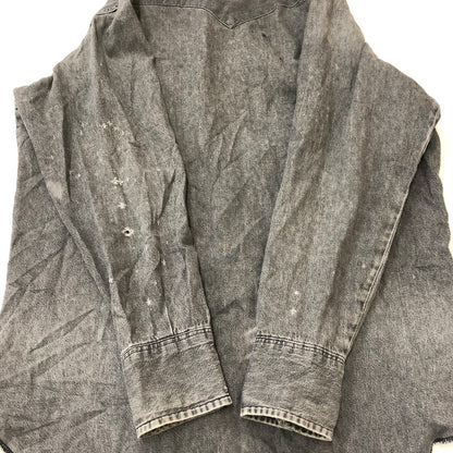 【現状渡し品】【メンズ】 Wrangler ラングラー 80's DENIM WESTERN SHIRT VINTAGE 80年代 デニムウエスタンシャツ 長袖 トップス ヴィンテージ 145-250419-kk-12-tei サイズ：16.5 カラー：グレー 万代Net店