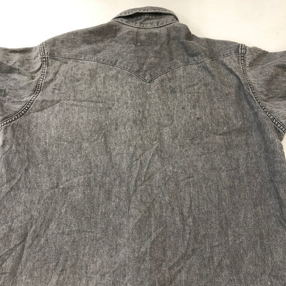 【現状渡し品】【メンズ】 Wrangler ラングラー 80's DENIM WESTERN SHIRT VINTAGE 80年代 デニムウエスタンシャツ 長袖 トップス ヴィンテージ 145-250419-kk-12-tei サイズ：16.5 カラー：グレー 万代Net店