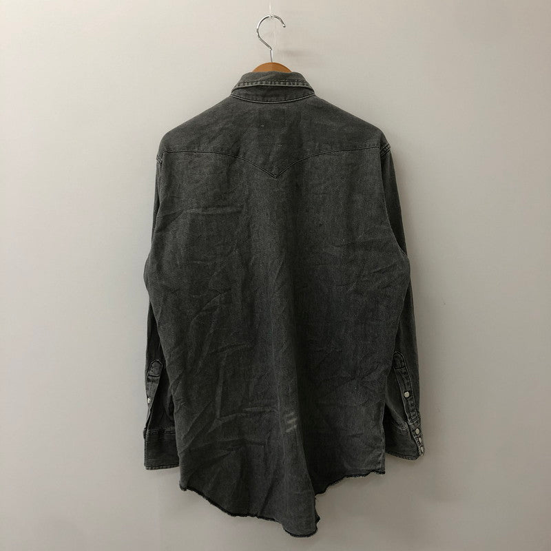 【現状渡し品】【メンズ】 Wrangler ラングラー 80's DENIM WESTERN SHIRT VINTAGE 80年代 デニムウエスタンシャツ 長袖 トップス ヴィンテージ 145-250419-kk-12-tei サイズ：16.5 カラー：グレー 万代Net店
