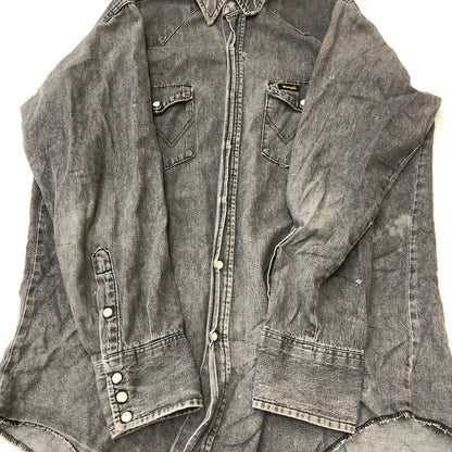 【現状渡し品】【メンズ】 Wrangler ラングラー 80's DENIM WESTERN SHIRT VINTAGE 80年代 デニムウエスタンシャツ 長袖 トップス ヴィンテージ 145-250419-kk-12-tei サイズ：16.5 カラー：グレー 万代Net店