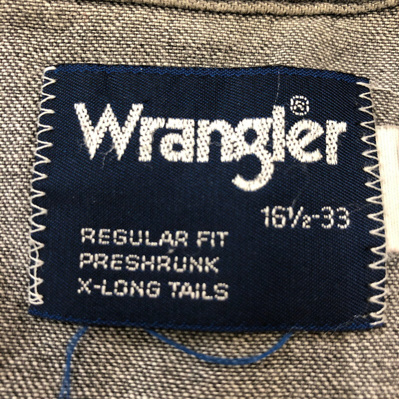【現状渡し品】【メンズ】 Wrangler ラングラー 80's DENIM WESTERN SHIRT VINTAGE 80年代 デニムウエスタンシャツ 長袖 トップス ヴィンテージ 145-250419-kk-12-tei サイズ：16.5 カラー：グレー 万代Net店