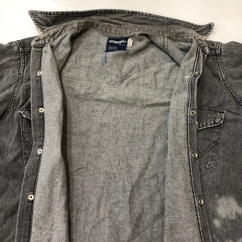 【現状渡し品】【メンズ】 Wrangler ラングラー 80's DENIM WESTERN SHIRT VINTAGE 80年代 デニムウエスタンシャツ 長袖 トップス ヴィンテージ 145-250419-kk-12-tei サイズ：16.5 カラー：グレー 万代Net店