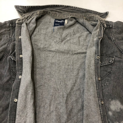 【現状渡し品】【メンズ】 Wrangler ラングラー 80's DENIM WESTERN SHIRT VINTAGE 80年代 デニムウエスタンシャツ 長袖 トップス ヴィンテージ 145-250419-kk-12-tei サイズ：16.5 カラー：グレー 万代Net店