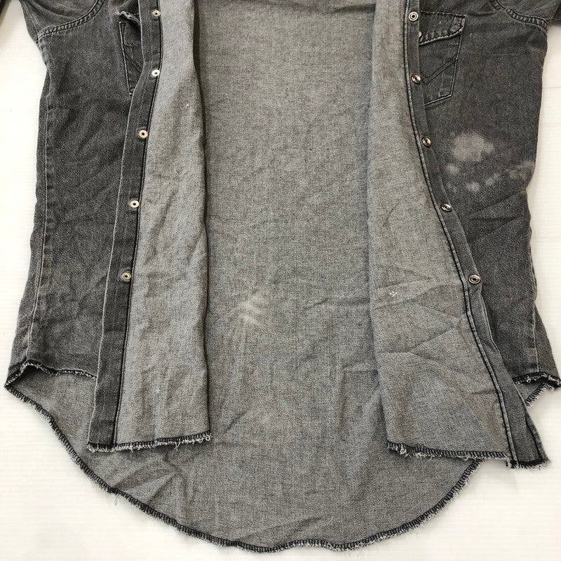 【現状渡し品】【メンズ】 Wrangler ラングラー 80's DENIM WESTERN SHIRT VINTAGE 80年代 デニムウエスタンシャツ 長袖 トップス ヴィンテージ 145-250419-kk-12-tei サイズ：16.5 カラー：グレー 万代Net店