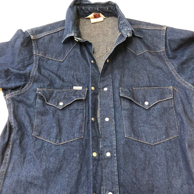 【中古品】【メンズ】 Carhartt カーハート L/S DENIM WESTERN SHIRT ロングスリーブ デニムウエスタンシャツ 長袖 トップス 145-250419-kk-17-tei サイズ：15.5 カラー：インディゴ 万代Net店