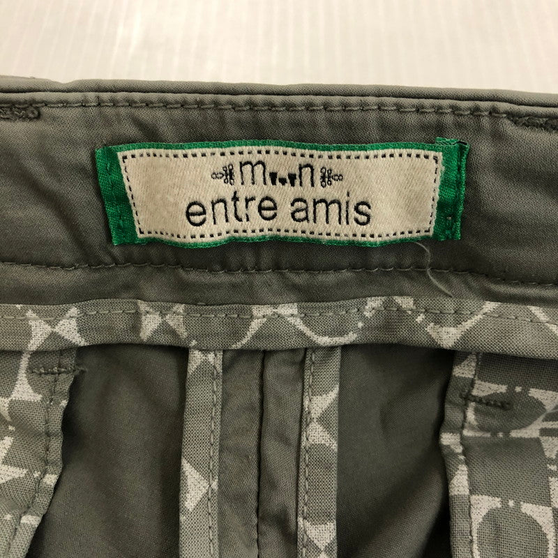 【中古品】【メンズ】 ENTRE AMIS アントレアアミ CENTER PRESS SLACKS スラックス ボタンフライ コットンパンツ チノパン テーパード タグ付き 158-250422-nm-02-tei サイズ：35 カラー：カーキ/オリーブ系 万代Net店