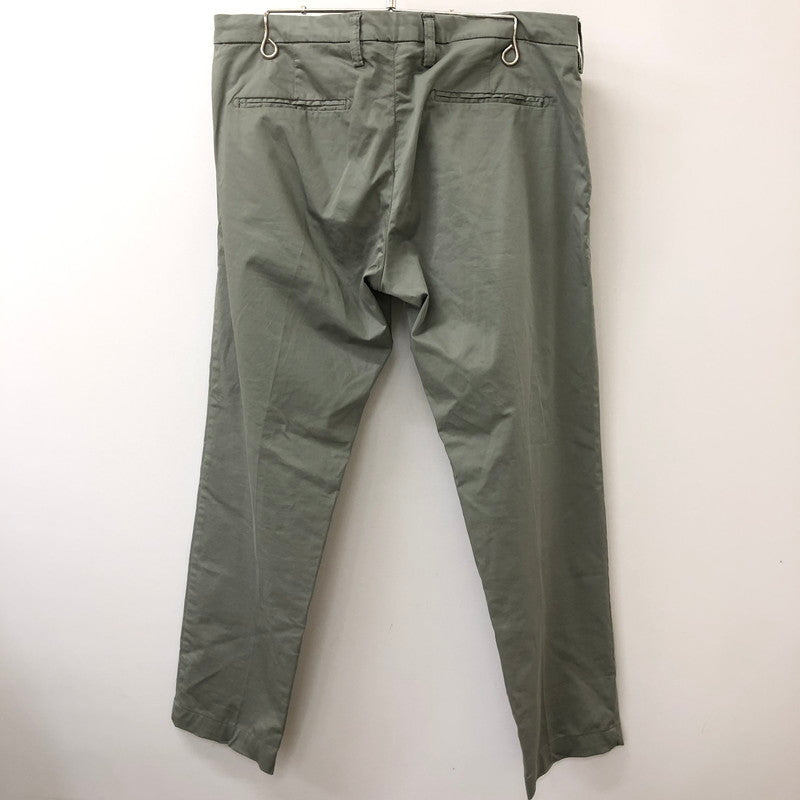 【中古品】【メンズ】 ENTRE AMIS アントレアアミ CENTER PRESS SLACKS スラックス ボタンフライ コットンパンツ チノパン テーパード タグ付き 158-250422-nm-02-tei サイズ：35 カラー：カーキ/オリーブ系 万代Net店