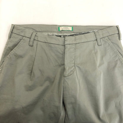 【中古品】【メンズ】 ENTRE AMIS アントレアアミ CENTER PRESS SLACKS スラックス ボタンフライ コットンパンツ チノパン テーパード タグ付き 158-250422-nm-02-tei サイズ：35 カラー：カーキ/オリーブ系 万代Net店