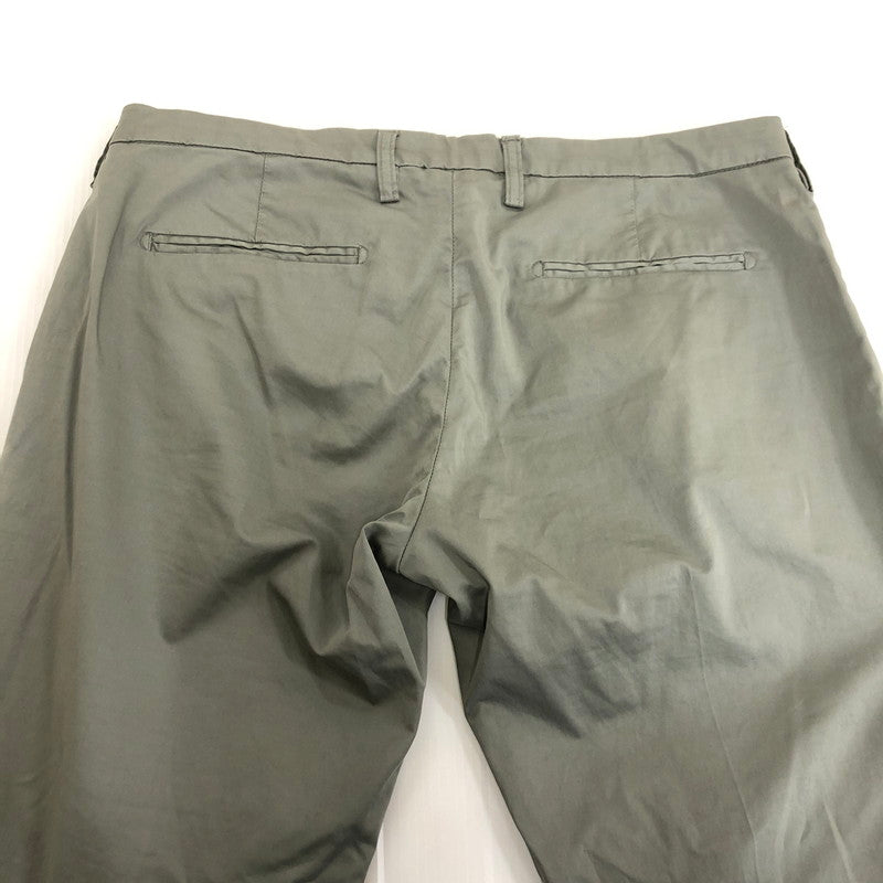 【中古品】【メンズ】 ENTRE AMIS アントレアアミ CENTER PRESS SLACKS スラックス ボタンフライ コットンパンツ チノパン テーパード タグ付き 158-250422-nm-02-tei サイズ：35 カラー：カーキ/オリーブ系 万代Net店