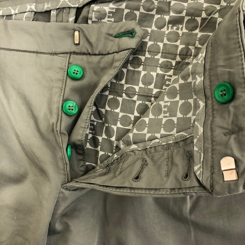 【中古品】【メンズ】 ENTRE AMIS アントレアアミ CENTER PRESS SLACKS スラックス ボタンフライ コットンパンツ チノパン テーパード タグ付き 158-250422-nm-02-tei サイズ：35 カラー：カーキ/オリーブ系 万代Net店