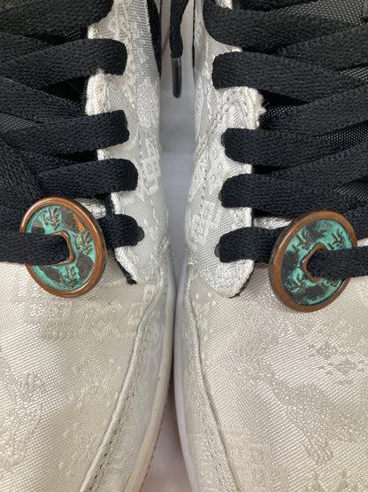 【中古品】【メンズ】 NIKE ナイキ × CLOT クロット 別注 コラボ AIR JORDAN 1 MID SE FEARLESS CU2804-100 エアジョーダン 1 ミッド シーズナルエディション フィアレス スニーカー 靴 160-260718-kk-34-hon カラー：WHITE/BLACK-RED 万代Net店