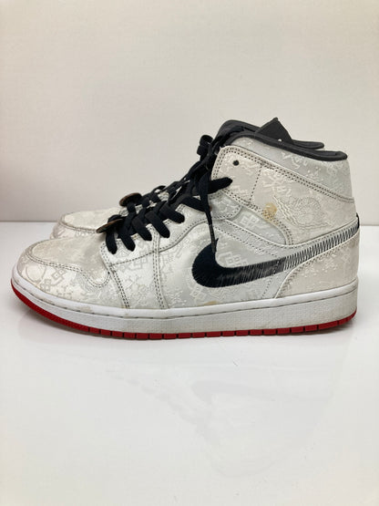 【中古品】【メンズ】 NIKE ナイキ × CLOT クロット 別注 コラボ AIR JORDAN 1 MID SE FEARLESS CU2804-100 エアジョーダン 1 ミッド シーズナルエディション フィアレス スニーカー 靴 160-260718-kk-34-hon カラー：WHITE/BLACK-RED 万代Net店