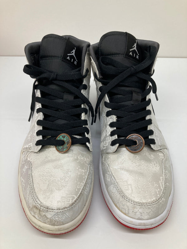【中古品】【メンズ】 NIKE ナイキ × CLOT クロット 別注 コラボ AIR JORDAN 1 MID SE FEARLESS CU2804-100 エアジョーダン 1 ミッド シーズナルエディション フィアレス スニーカー 靴 160-260718-kk-34-hon カラー：WHITE/BLACK-RED 万代Net店