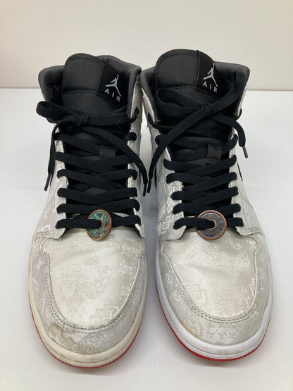 【中古品】【メンズ】 NIKE ナイキ × CLOT クロット 別注 コラボ AIR JORDAN 1 MID SE FEARLESS CU2804-100 エアジョーダン 1 ミッド シーズナルエディション フィアレス スニーカー 靴 160-260718-kk-34-hon カラー：WHITE/BLACK-RED 万代Net店