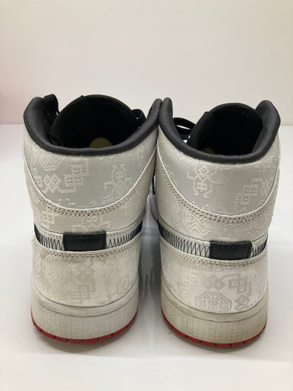 【中古品】【メンズ】 NIKE ナイキ × CLOT クロット 別注 コラボ AIR JORDAN 1 MID SE FEARLESS CU2804-100 エアジョーダン 1 ミッド シーズナルエディション フィアレス スニーカー 靴 160-260718-kk-34-hon カラー：WHITE/BLACK-RED 万代Net店