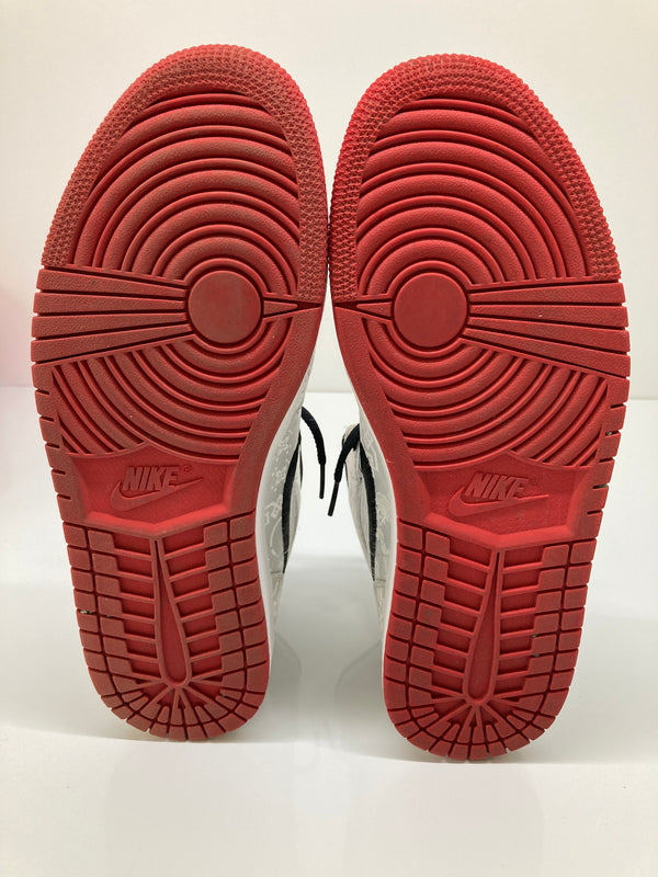 【中古品】【メンズ】 NIKE ナイキ × CLOT クロット 別注 コラボ AIR JORDAN 1 MID SE FEARLESS CU2804-100 エアジョーダン 1 ミッド シーズナルエディション フィアレス スニーカー 靴 160-260718-kk-34-hon カラー：WHITE/BLACK-RED 万代Net店