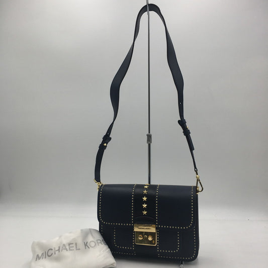 【中古品】【レディース】 Michael Kors マイケルコース SLOAN EDITOR STAR STUDDED LEATHER SHOULDER BAG 30F7GS9L3Y ソラン エディタ スター スタッズ ショルダーバッグ カバン 188-250608-KS-07-tei カラー：ネイビー 万代Net店