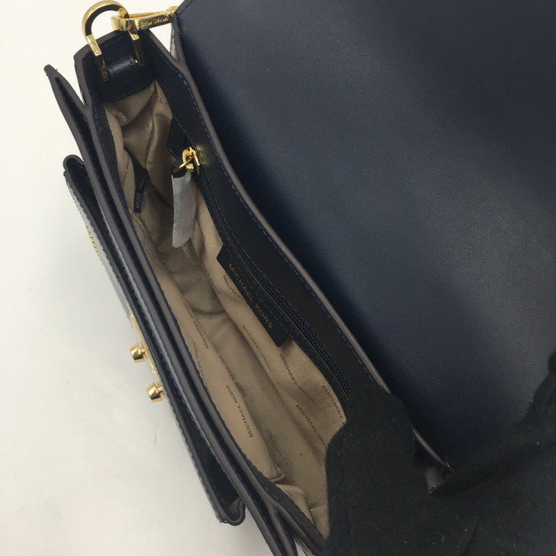 【中古品】【レディース】 Michael Kors マイケルコース SLOAN EDITOR STAR STUDDED LEATHER SHOULDER BAG 30F7GS9L3Y ソラン エディタ スター スタッズ ショルダーバッグ カバン 188-250608-KS-07-tei カラー：ネイビー 万代Net店