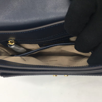 【中古品】【レディース】 Michael Kors マイケルコース SLOAN EDITOR STAR STUDDED LEATHER SHOULDER BAG 30F7GS9L3Y ソラン エディタ スター スタッズ ショルダーバッグ カバン 188-250608-KS-07-tei カラー：ネイビー 万代Net店