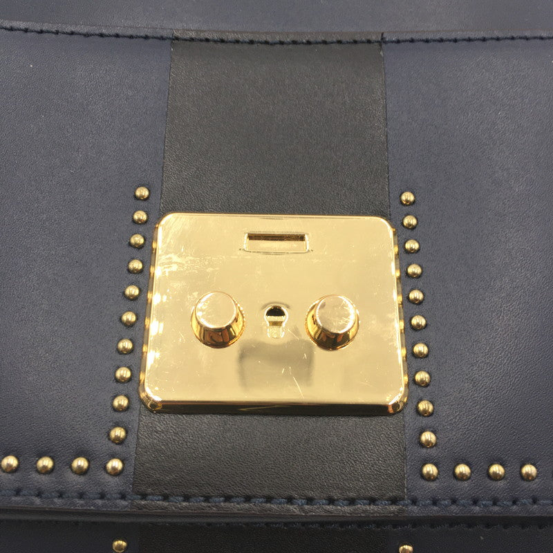 【中古品】【レディース】 Michael Kors マイケルコース SLOAN EDITOR STAR STUDDED LEATHER SHOULDER BAG 30F7GS9L3Y ソラン エディタ スター スタッズ ショルダーバッグ カバン 188-250608-KS-07-tei カラー：ネイビー 万代Net店