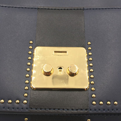 【中古品】【レディース】 Michael Kors マイケルコース SLOAN EDITOR STAR STUDDED LEATHER SHOULDER BAG 30F7GS9L3Y ソラン エディタ スター スタッズ ショルダーバッグ カバン 188-250608-KS-07-tei カラー：ネイビー 万代Net店