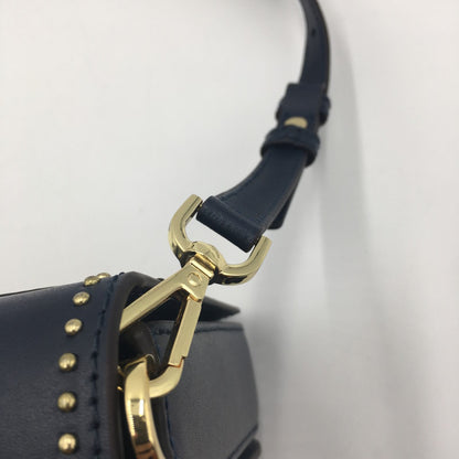 【中古品】【レディース】 Michael Kors マイケルコース SLOAN EDITOR STAR STUDDED LEATHER SHOULDER BAG 30F7GS9L3Y ソラン エディタ スター スタッズ ショルダーバッグ カバン 188-250608-KS-07-tei カラー：ネイビー 万代Net店