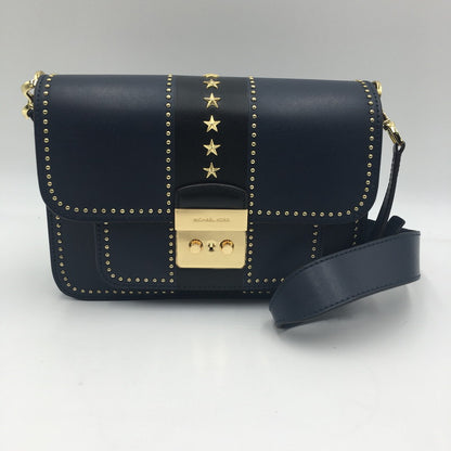 【中古品】【レディース】 Michael Kors マイケルコース SLOAN EDITOR STAR STUDDED LEATHER SHOULDER BAG 30F7GS9L3Y ソラン エディタ スター スタッズ ショルダーバッグ カバン 188-250608-KS-07-tei カラー：ネイビー 万代Net店