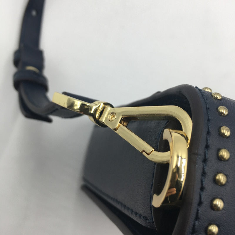 【中古品】【レディース】 Michael Kors マイケルコース SLOAN EDITOR STAR STUDDED LEATHER SHOULDER BAG 30F7GS9L3Y ソラン エディタ スター スタッズ ショルダーバッグ カバン 188-250608-KS-07-tei カラー：ネイビー 万代Net店