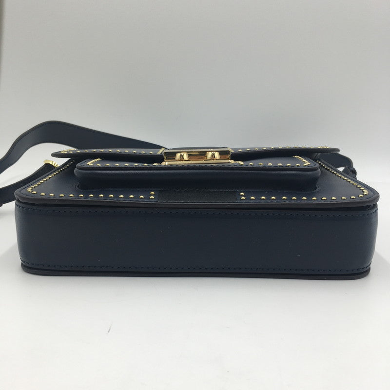 【中古品】【レディース】 Michael Kors マイケルコース SLOAN EDITOR STAR STUDDED LEATHER SHOULDER BAG 30F7GS9L3Y ソラン エディタ スター スタッズ ショルダーバッグ カバン 188-250608-KS-07-tei カラー：ネイビー 万代Net店