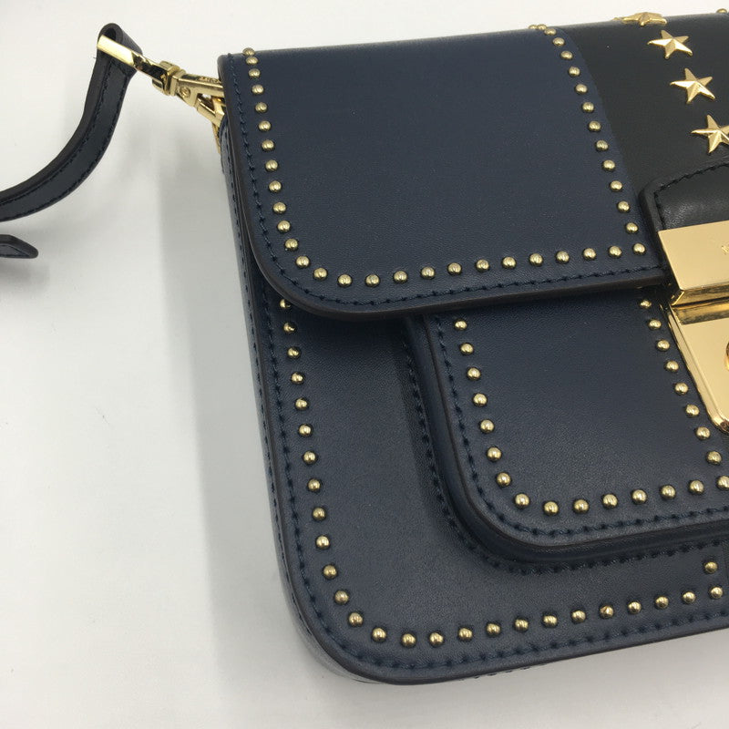 【中古品】【レディース】 Michael Kors マイケルコース SLOAN EDITOR STAR STUDDED LEATHER SHOULDER BAG 30F7GS9L3Y ソラン エディタ スター スタッズ ショルダーバッグ カバン 188-250608-KS-07-tei カラー：ネイビー 万代Net店