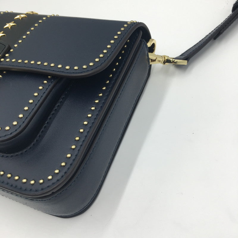 【中古品】【レディース】 Michael Kors マイケルコース SLOAN EDITOR STAR STUDDED LEATHER SHOULDER BAG 30F7GS9L3Y ソラン エディタ スター スタッズ ショルダーバッグ カバン 188-250608-KS-07-tei カラー：ネイビー 万代Net店