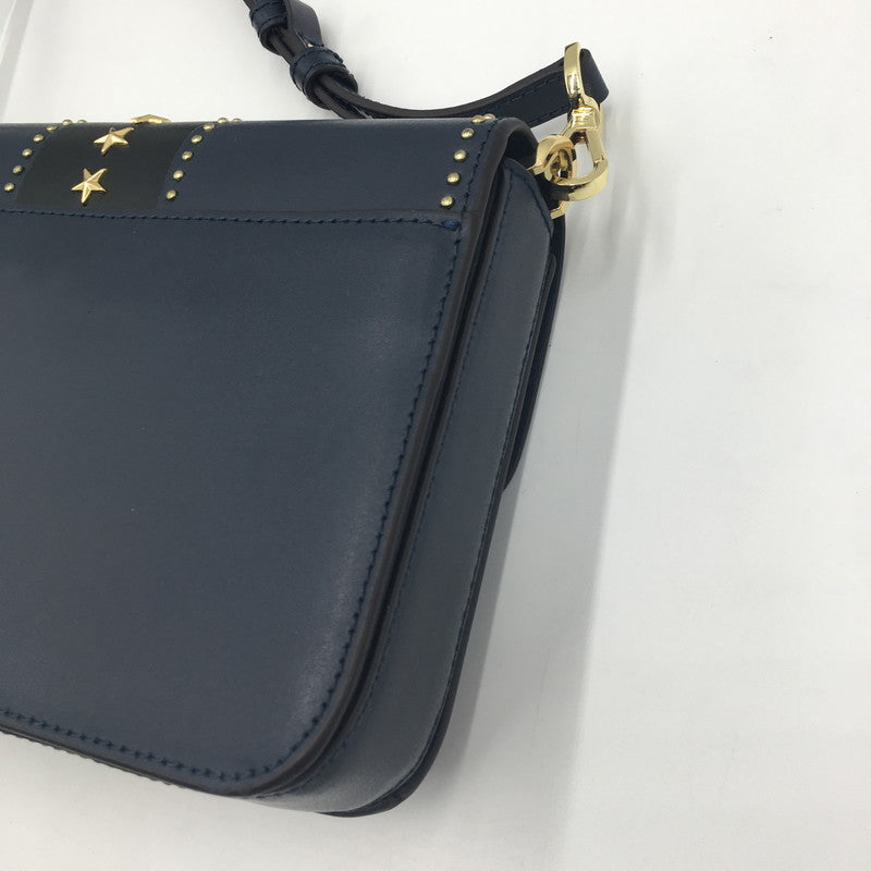 【中古品】【レディース】 Michael Kors マイケルコース SLOAN EDITOR STAR STUDDED LEATHER SHOULDER BAG 30F7GS9L3Y ソラン エディタ スター スタッズ ショルダーバッグ カバン 188-250608-KS-07-tei カラー：ネイビー 万代Net店