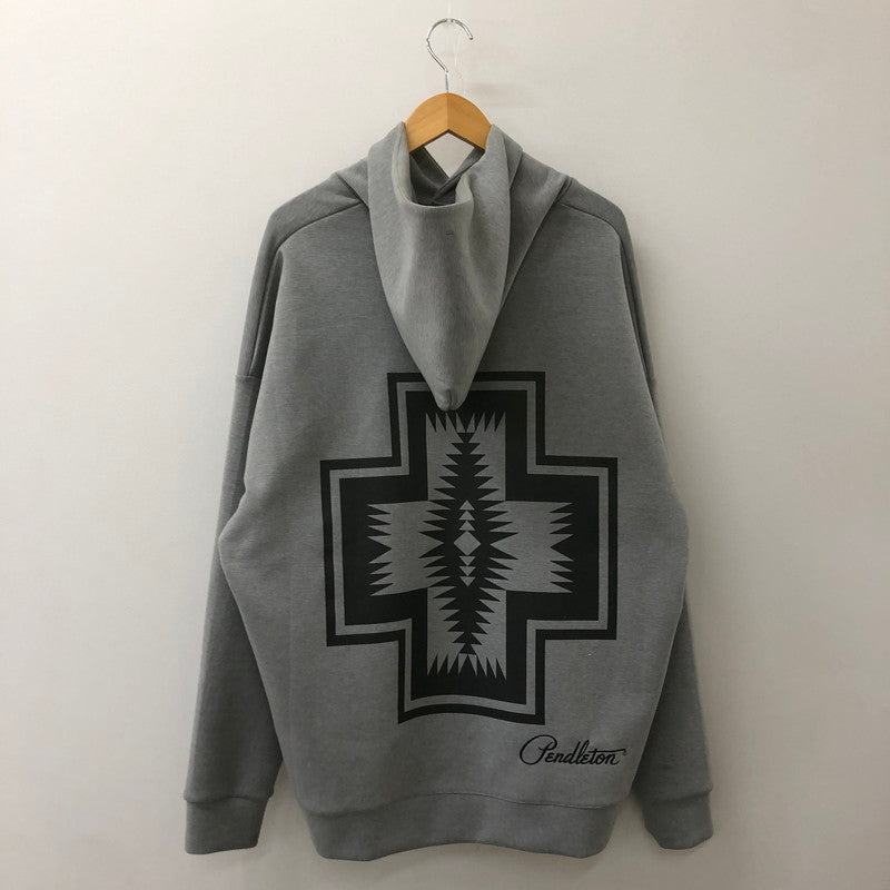 【中古品】【メンズ】 PENDLETON ペンドルトン × JEANS FACTORY ジーンズファクトリー 別注 コラボ NATIVE CARDBOARD KNIT SWEAT PARKA 4475-7237 ネイティブ柄 ダンボールニット スウェット パーカー トップス 145-250426-yo-20-tei サイズ：XL カラー：グレー 万代Net店