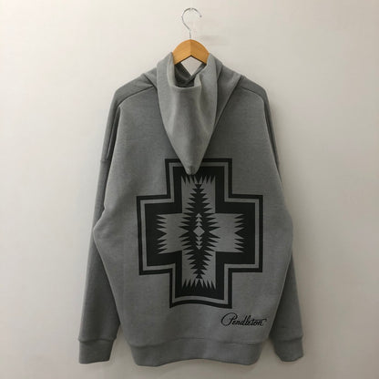 【中古品】【メンズ】 PENDLETON ペンドルトン × JEANS FACTORY ジーンズファクトリー 別注 コラボ NATIVE CARDBOARD KNIT SWEAT PARKA 4475-7237 ネイティブ柄 ダンボールニット スウェット パーカー トップス 145-250426-yo-20-tei サイズ：XL カラー：グレー 万代Net店
