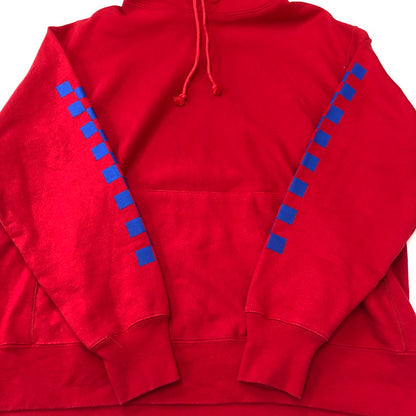 【中古品】【メンズ】 Champion チャンピオン × T.W.I.S.C ザ ウルフ イン シープス クロージング コラボ 18AW REVERSE WEAVE PULLOVER HOODIE S101 リバースウィーブプルオーバーフーディー チャリティー 140-250501-kk-03-tei サイズ：XL カラー：RED 万代Net店