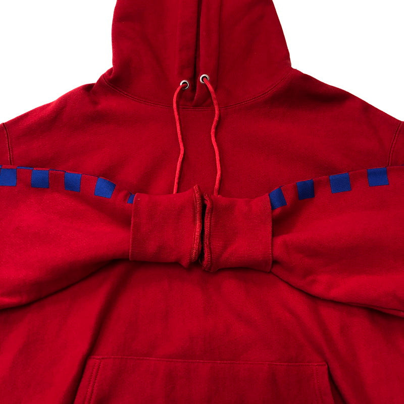 【中古品】【メンズ】 Champion チャンピオン × T.W.I.S.C ザ ウルフ イン シープス クロージング コラボ 18AW REVERSE WEAVE PULLOVER HOODIE S101 リバースウィーブプルオーバーフーディー チャリティー 140-250501-kk-03-tei サイズ：XL カラー：RED 万代Net店