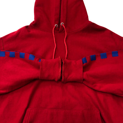 【中古品】【メンズ】 Champion チャンピオン × T.W.I.S.C ザ ウルフ イン シープス クロージング コラボ 18AW REVERSE WEAVE PULLOVER HOODIE S101 リバースウィーブプルオーバーフーディー チャリティー 140-250501-kk-03-tei サイズ：XL カラー：RED 万代Net店
