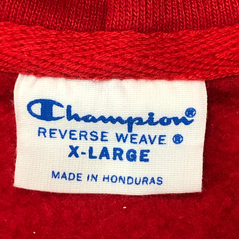【中古品】【メンズ】 Champion チャンピオン × T.W.I.S.C ザ ウルフ イン シープス クロージング コラボ 18AW REVERSE WEAVE PULLOVER HOODIE S101 リバースウィーブプルオーバーフーディー チャリティー 140-250501-kk-03-tei サイズ：XL カラー：RED 万代Net店