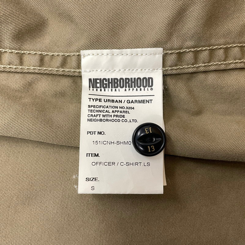 【中古品】【メンズ】 NEIGHBORHOOD ネイバーフッド OFFICER C-SHIRT L/S 151ICNH-SHM01 オフィサー ロングスリーブシャツ 長袖トップス 142-260806-ss-09-tei サイズ：S カラー：ベージュ 万代Net店