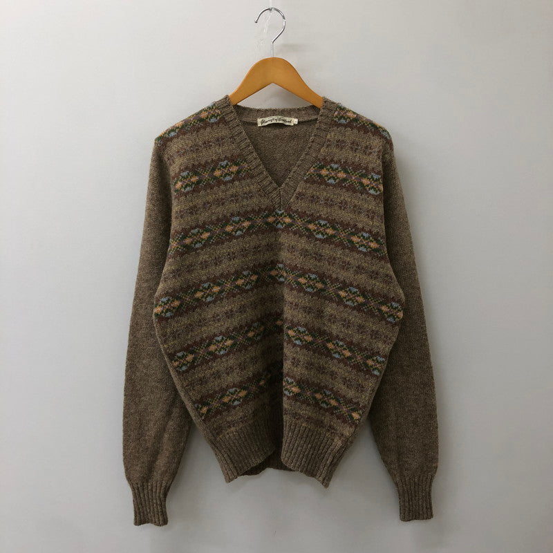 【中古品】【メンズ】 GLENCROFT OF SCOTLAND グレンクロフト オブ スコットランド 90's V NECK KNIT SWEATER 90年代 ブイネック ニットセーター トップス 145-250509-kk-09-tei サイズ：L カラー：ブラウン 万代Net店
