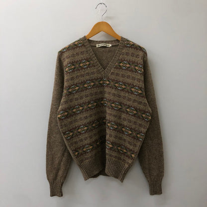 【中古品】【メンズ】 GLENCROFT OF SCOTLAND グレンクロフト オブ スコットランド 90's V NECK KNIT SWEATER 90年代 ブイネック ニットセーター トップス 145-250509-kk-09-tei サイズ：L カラー：ブラウン 万代Net店