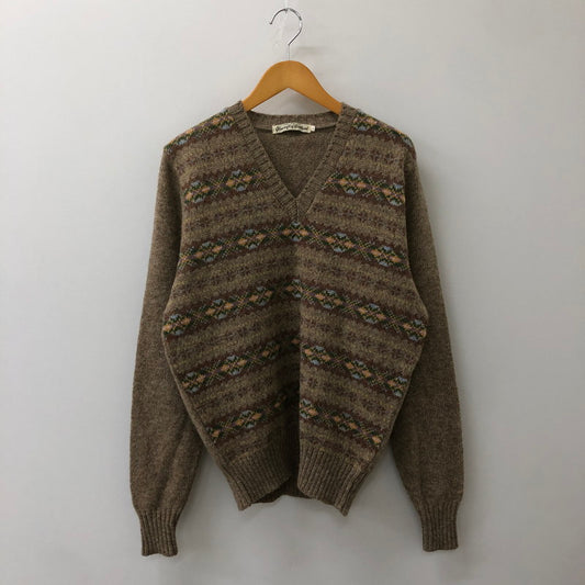 【中古品】【メンズ】 GLENCROFT OF SCOTLAND グレンクロフト オブ スコットランド 90's V NECK KNIT SWEATER 90年代 ブイネック ニットセーター トップス 145-250509-kk-09-tei サイズ：L カラー：ブラウン 万代Net店