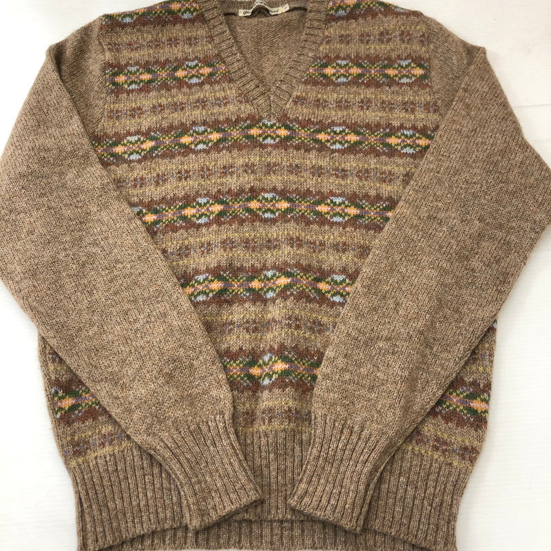 【中古品】【メンズ】 GLENCROFT OF SCOTLAND グレンクロフト オブ スコットランド 90's V NECK KNIT SWEATER 90年代 ブイネック ニットセーター トップス 145-250509-kk-09-tei サイズ：L カラー：ブラウン 万代Net店