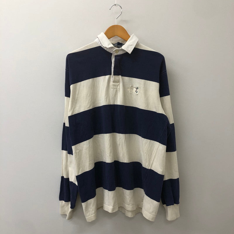 【現状渡し品】【メンズ】 Polo by Ralph Lauren ポロバイラルフローレン BORDER RUGGER SHIRT ボーダー ラガーシャツ トップス 長袖 ラグビーシャツ 147-250506-kk-02-tei サイズ：XL カラー：ホワイト/ネイビー 万代Net店