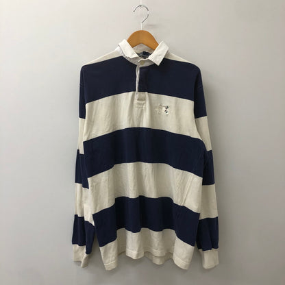 【現状渡し品】【メンズ】 Polo by Ralph Lauren ポロバイラルフローレン BORDER RUGGER SHIRT ボーダー ラガーシャツ トップス 長袖 ラグビーシャツ 147-250506-kk-02-tei サイズ：XL カラー：ホワイト/ネイビー 万代Net店
