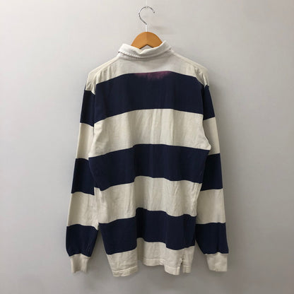 【現状渡し品】【メンズ】 Polo by Ralph Lauren ポロバイラルフローレン BORDER RUGGER SHIRT ボーダー ラガーシャツ トップス 長袖 ラグビーシャツ 147-250506-kk-02-tei サイズ：XL カラー：ホワイト/ネイビー 万代Net店